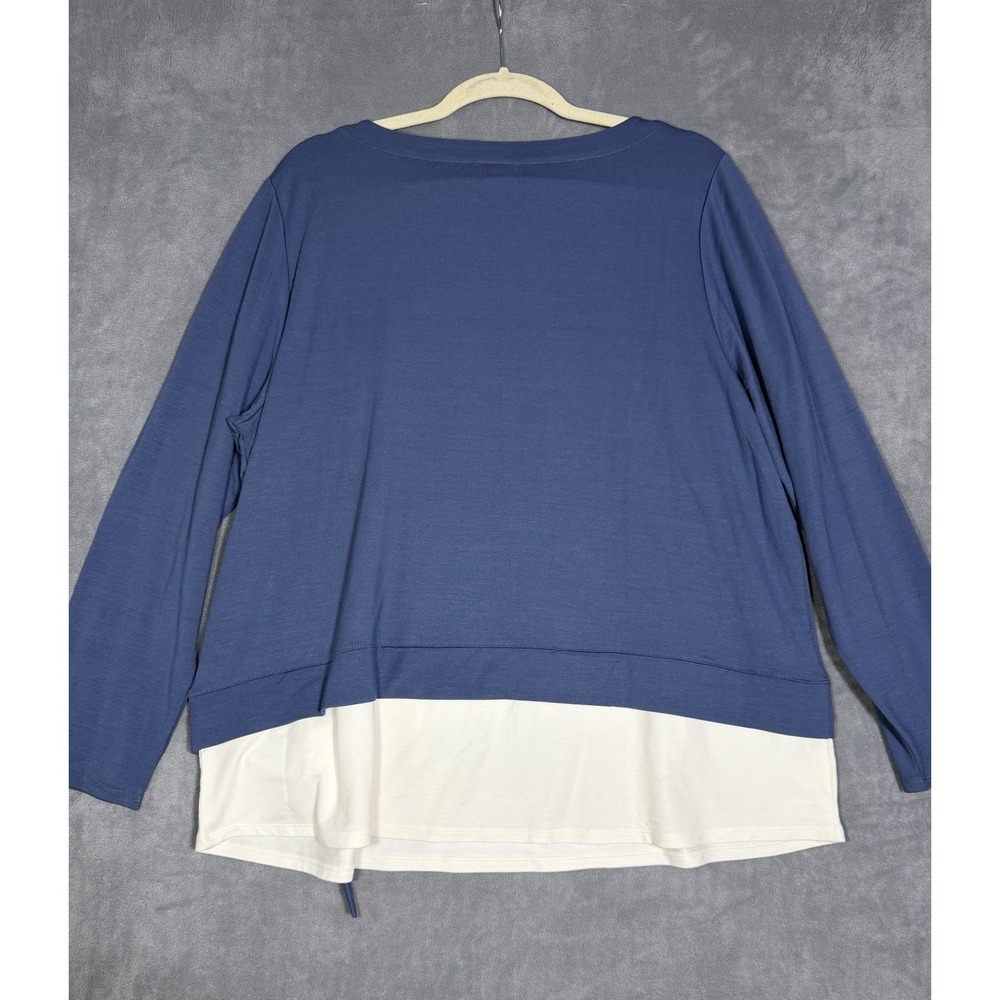 J. Jill Women's Blue White Long Sleeve Layered Top Blouse Size XL Nautical NWT - Picture 5 of 6